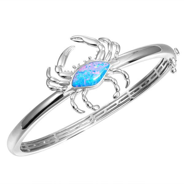 Gemstone Blue Crab Bangle - Sterling Silver