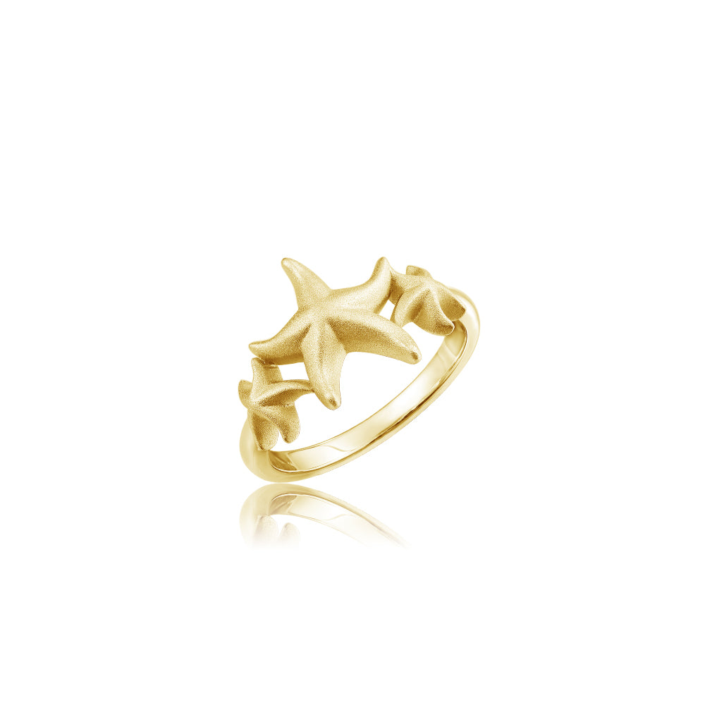 Triple Starfish Ring - 14k Yellow Gold