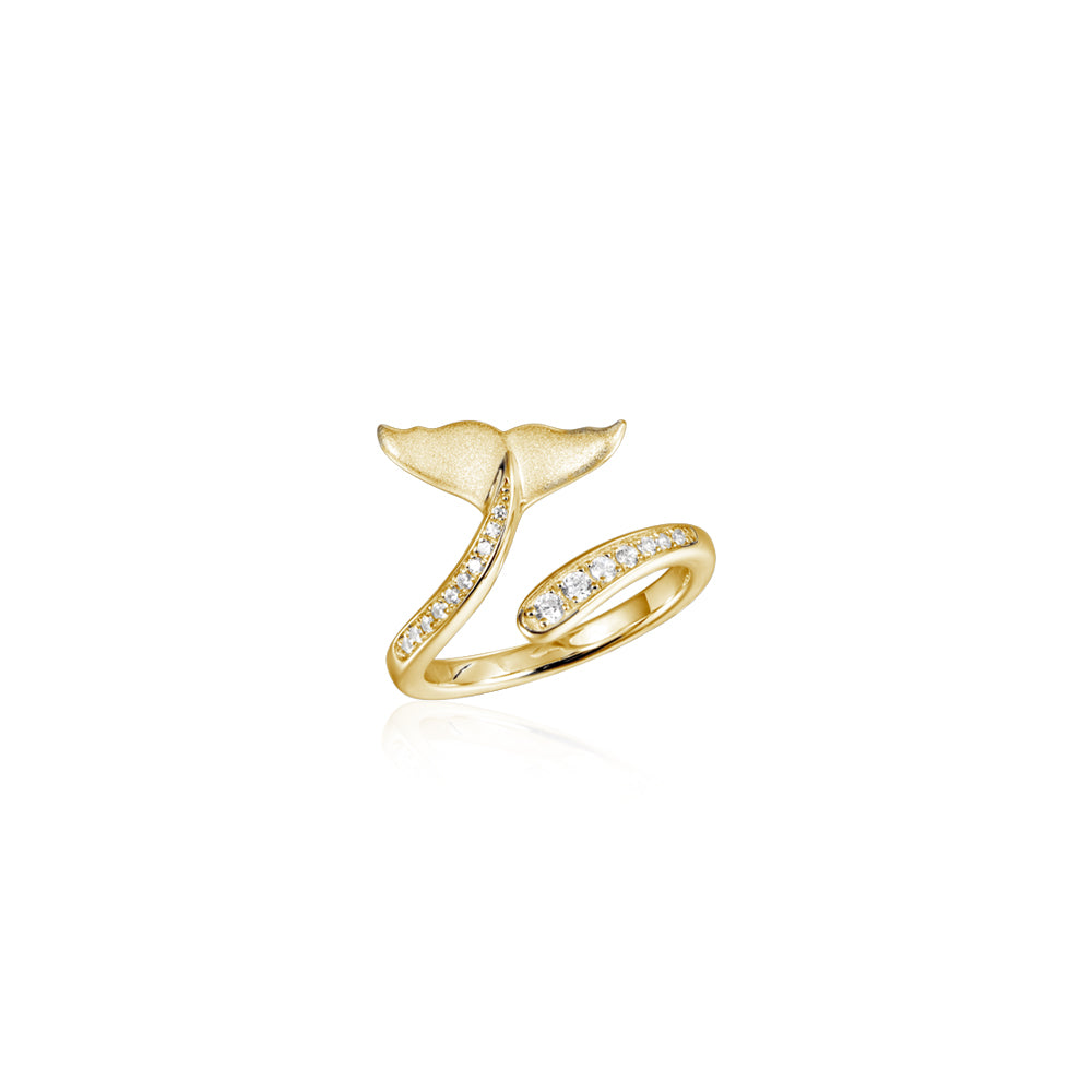 Diamond Whale Tail Ring - 14k Gold