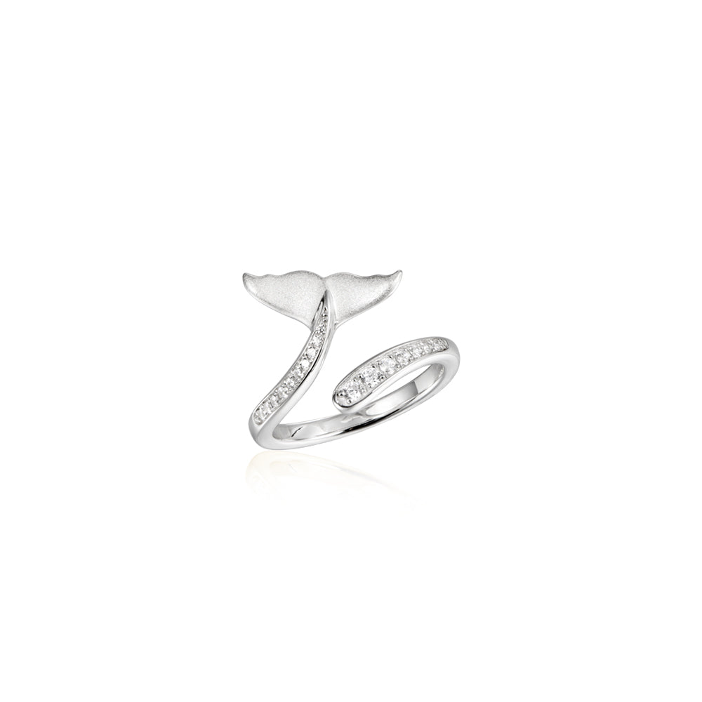 Diamond Whale Tail Ring - 14k Gold