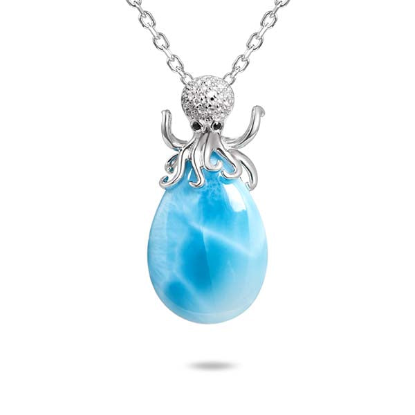 Larimar Octopus Necklace - Sterling Silver