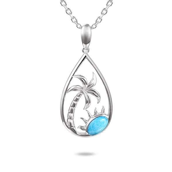 Rising Sun Palm Tree Necklace - Sterling Silver