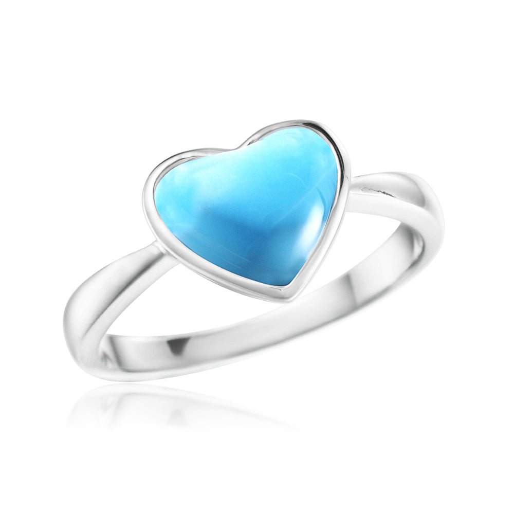 Larimar Heart Ring - Sterling Silver