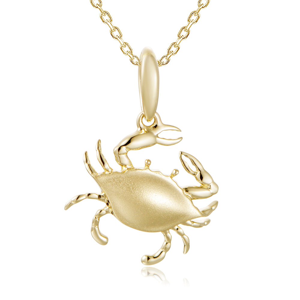 Blue Crab Pendant - 14k Yellow Gold