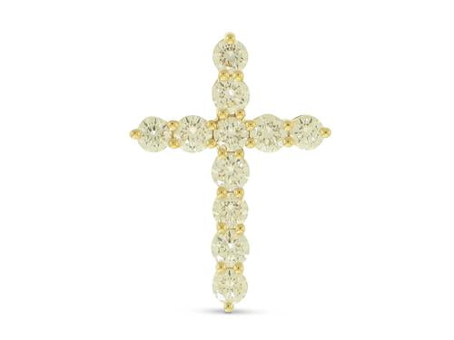Diamond Cross Pendant - 14k Yellow Gold