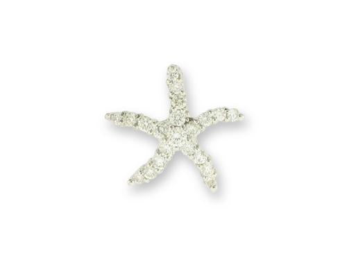 Small Diamond Starfish Pendant - 14k White Gold