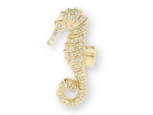 Diamond Seahorse Pendant - 14k Yellow Gold