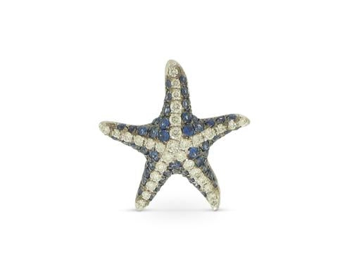 Sapphire and Diamond Encrusted Starfish - 14k White Gold
