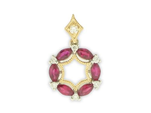 Marquise Ruby and Diamond Pendant - 14k Yellow Gold
