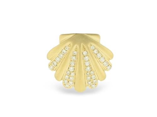 Diamond Scallop Shell - 14k Yellow Gold