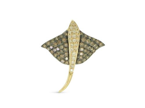 Champagne Diamond Stingray Pendant - 14k Yellow Gold
