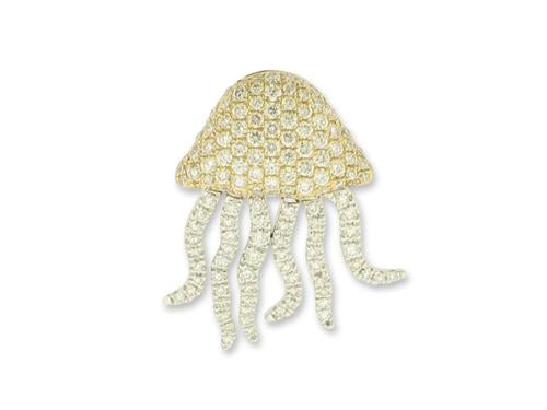 Diamond Encrusted Jellyfish Pendant - 14k Two-Tone