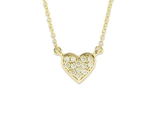 Diamond Heart Necklace - 14k Yellow Gold