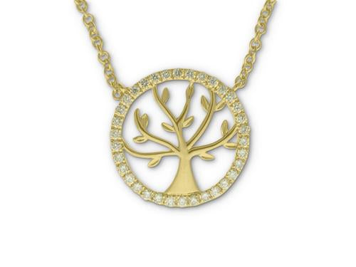 Diamond Tree of Life Necklace - 14k Yellow Gold