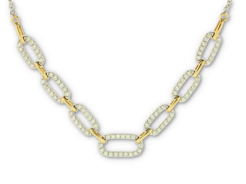 Diamond Paperclip Necklace - 14k Two-Tone