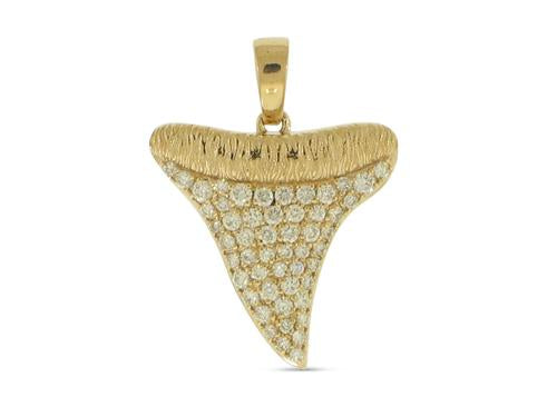 Diamond Encrusted Shark Tooth - 14k Yellow Gold