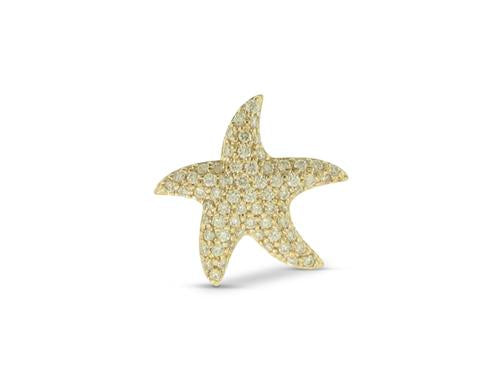 Diamond Starfish Slide Pendant - 14k Yellow Gold
