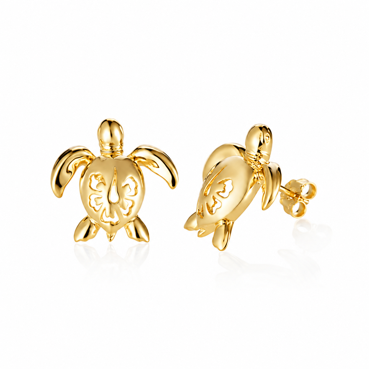 Turtle Earrings - 14k Yellow Gold