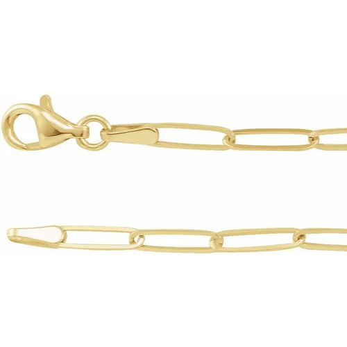 2.6mm Paperclip Chain - 14k Yellow Gold