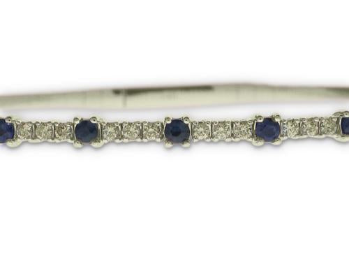 Sapphire and Diamond Bangle - 14k White Gold