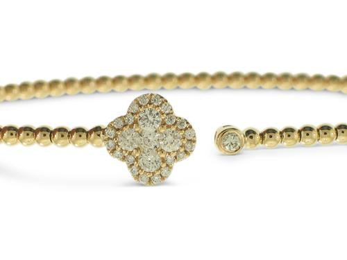 Diamond Clover Bangle - 14k Yellow Gold