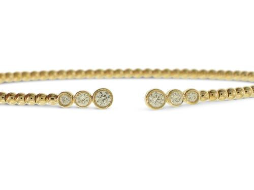 Beaded Diamond Bangle - 14k Yellow Gold