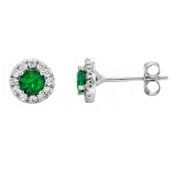 Colored Gemstone and Diamond Earrings - 14k White Gold