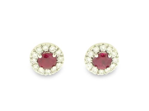 Colored Gemstone and Diamond Earrings - 14k White Gold