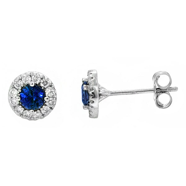Colored Gemstone and Diamond Earrings - 14k White Gold