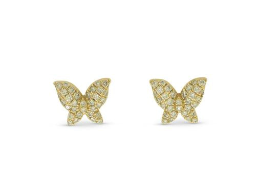 Diamond Butterfly Earrings - 14k Yellow Gold
