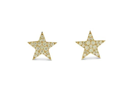 Diamond Star Earrings - 14k Yellow Gold