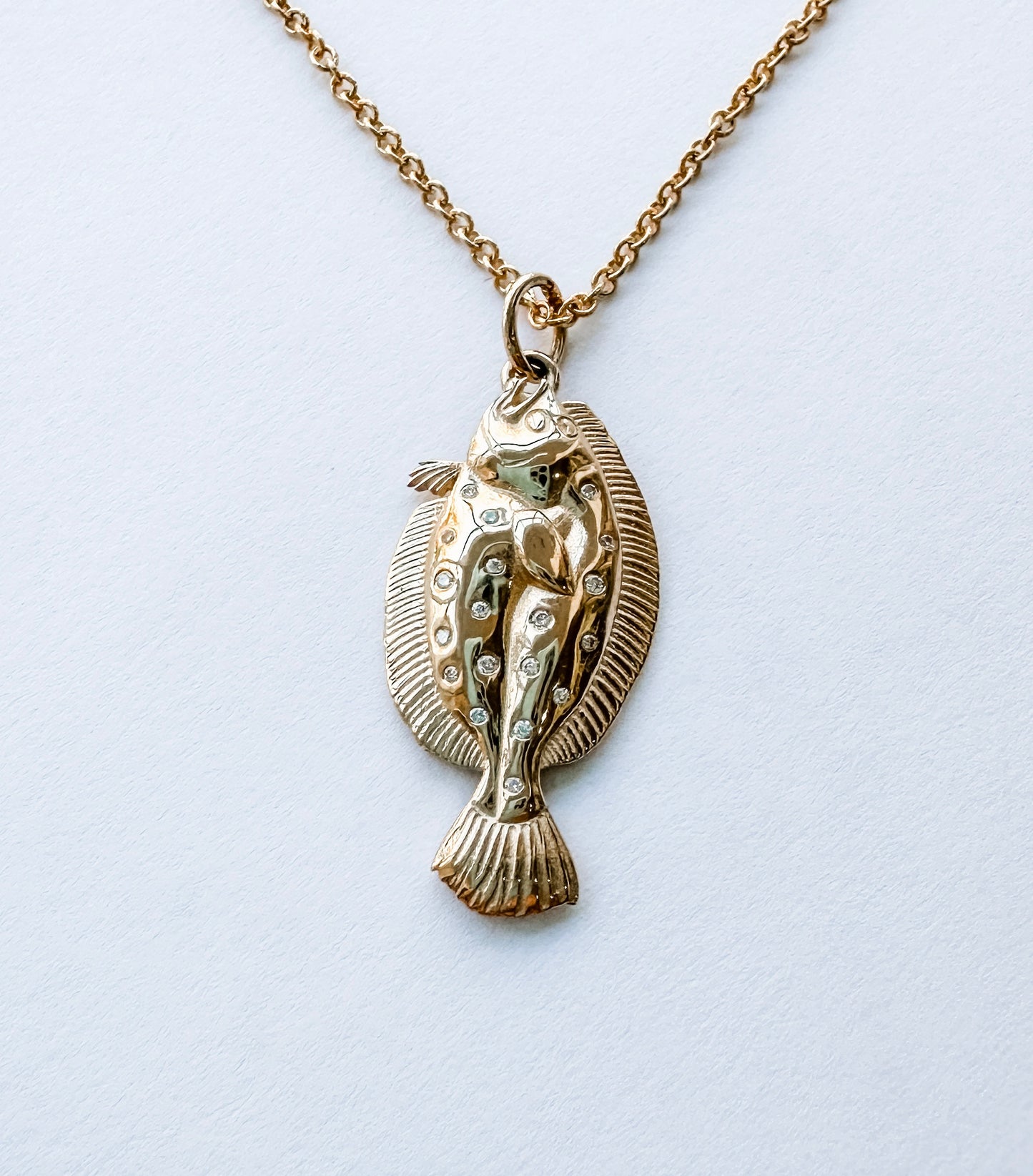 14kt Diamond Flounder Pendant Charm