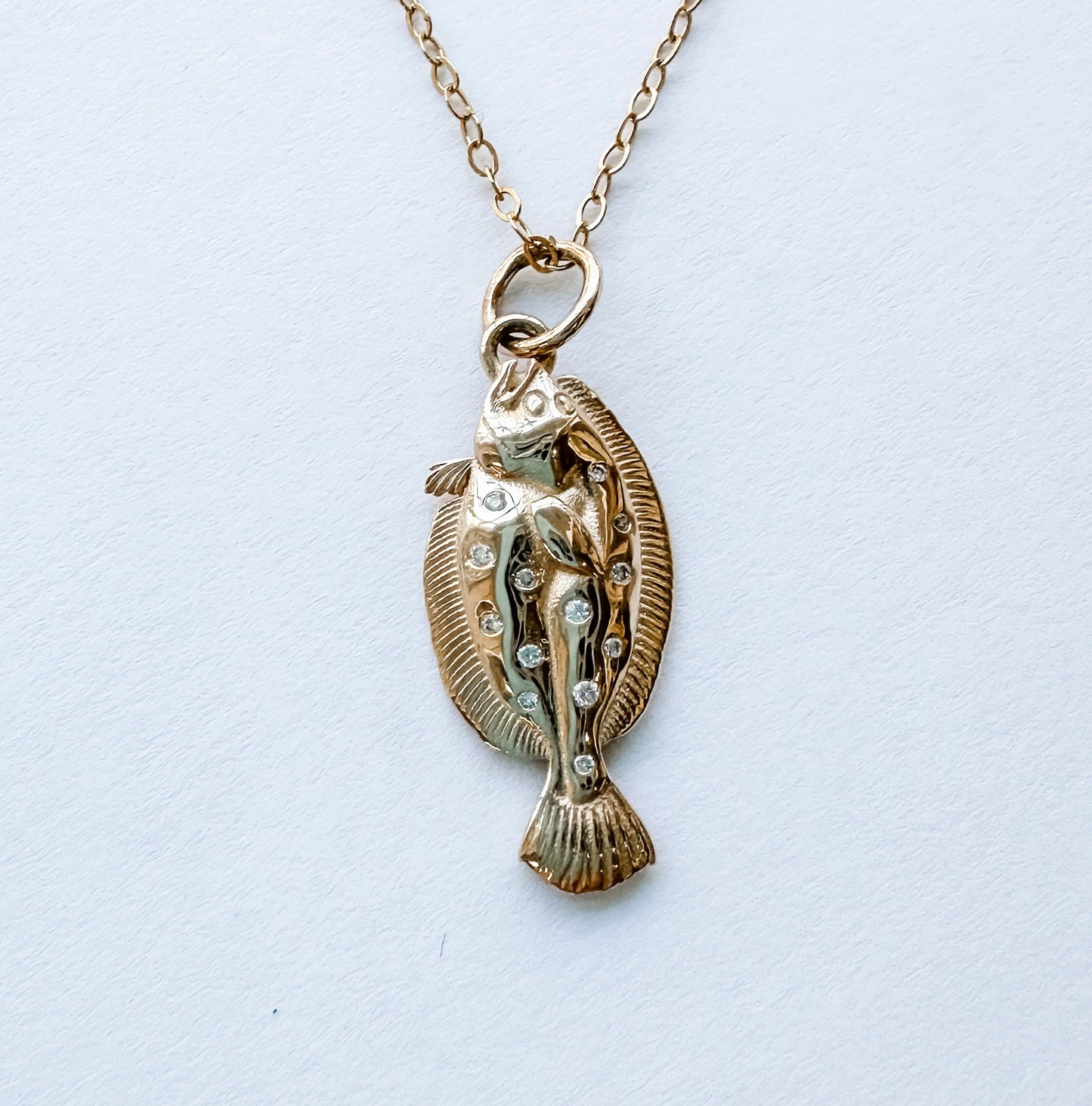 14kt Diamond Flounder Pendant Charm