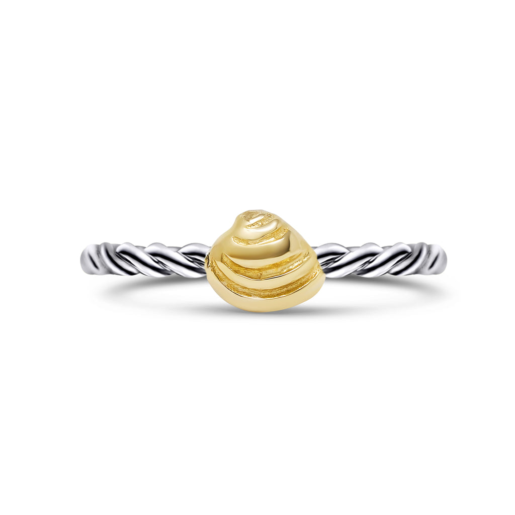 Pawleys Island Shell (XXS) Twisted Shank Ring - Two Tone
