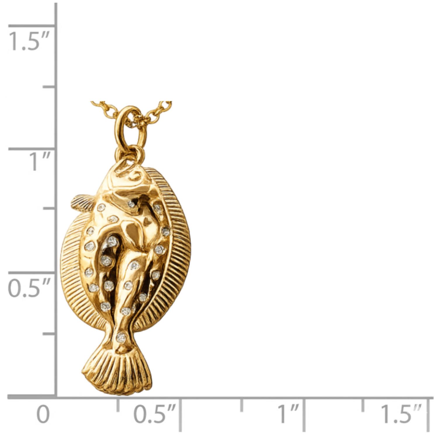Diamond Flounder Pendant - 14k Yellow Gold