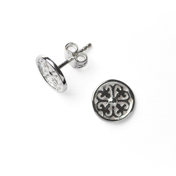 Tiny Scroll Stud Earrings - Sterling Silver
