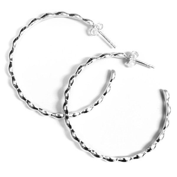 Rice Bead Hoops - Sterling Silver