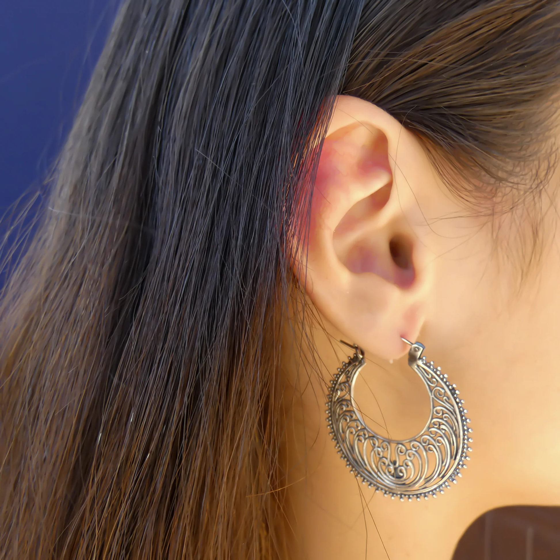 Hand Filigreed Earrings - Sterling Silver