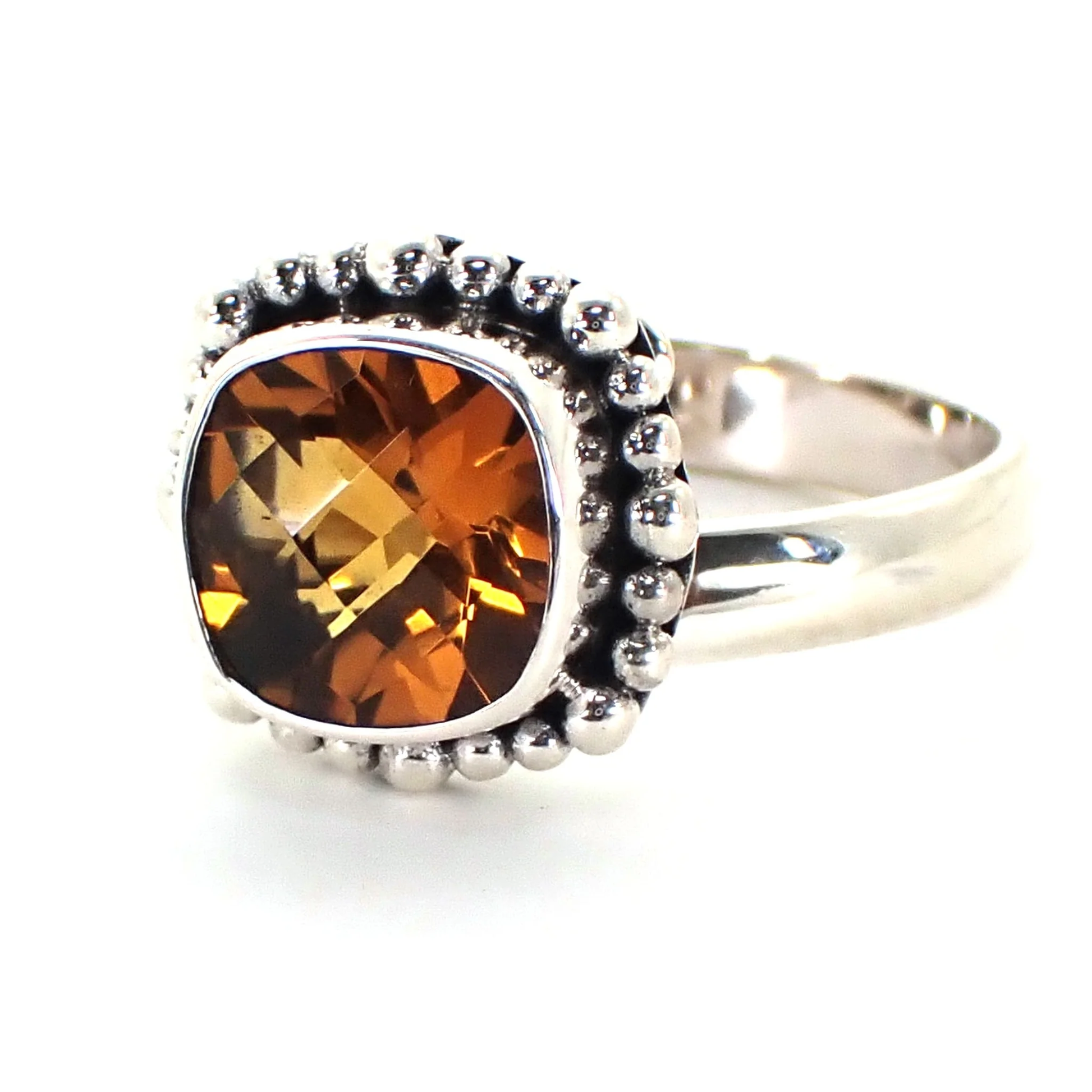 Adjustable Ring with Citrine - Sterling Silver