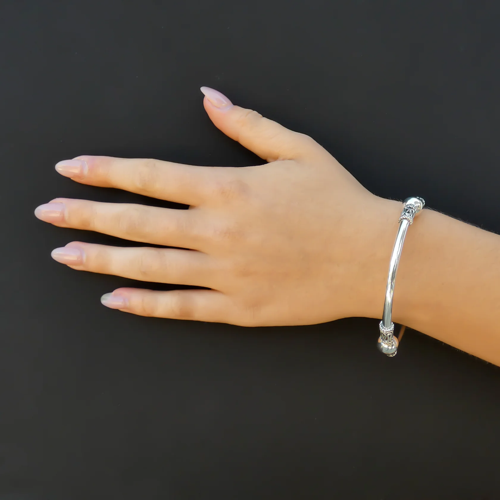Classic Bali Bangle Bracelet - Sterling Silver