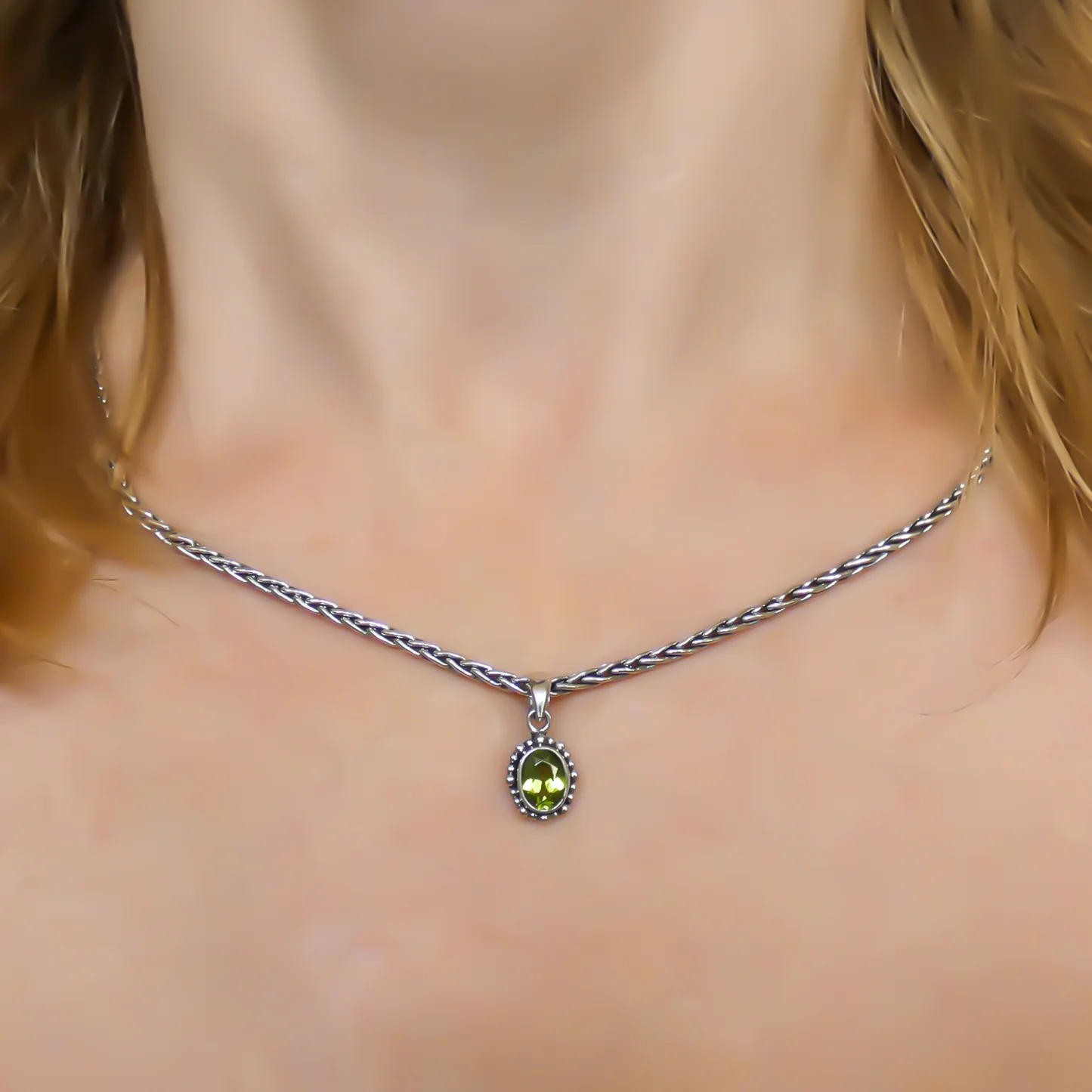 Vibrant Green Peridot Pendant - Sterling Silver