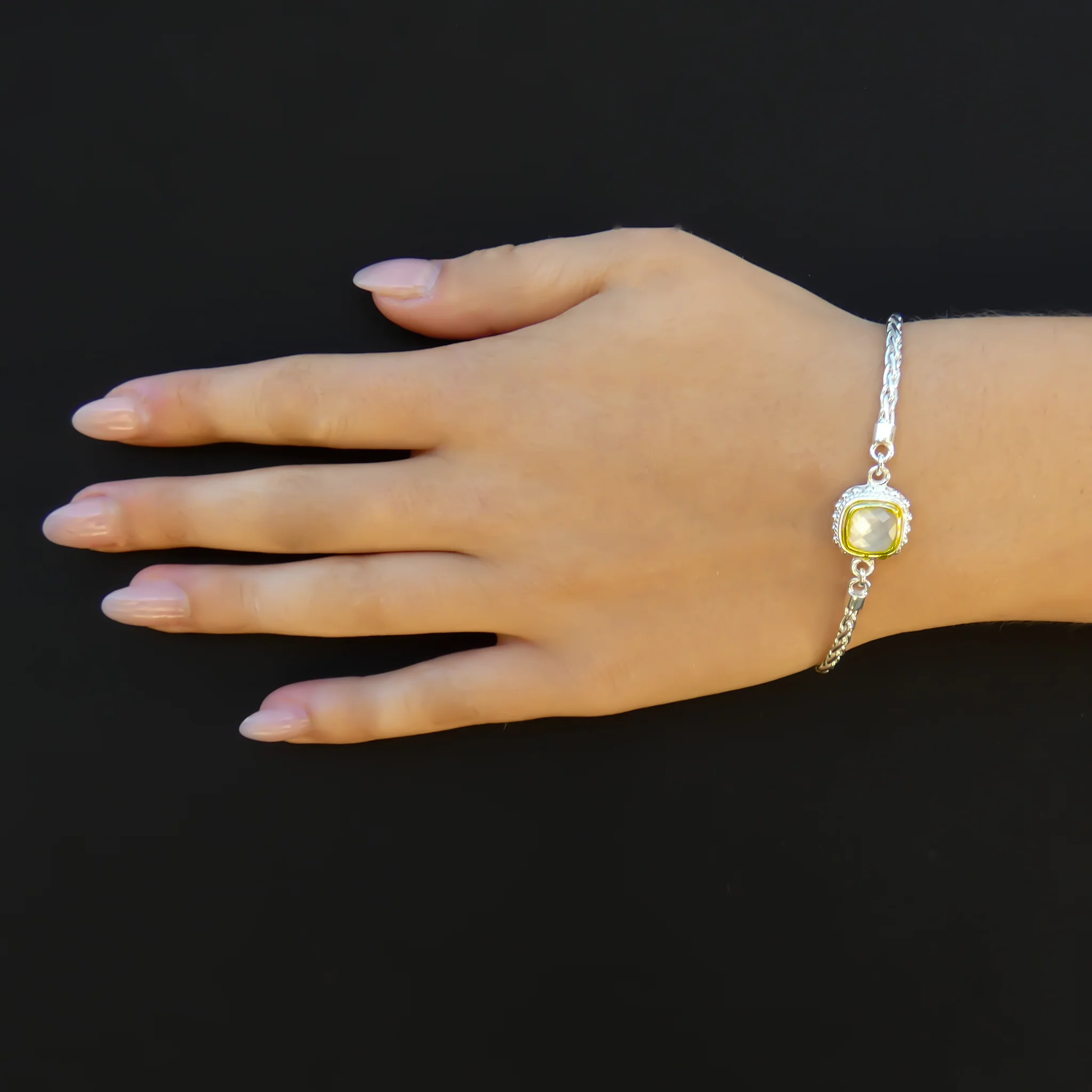 Mother of Pearl Doublet Bracelet - Sterling Silver and 18k Gold Vermeil