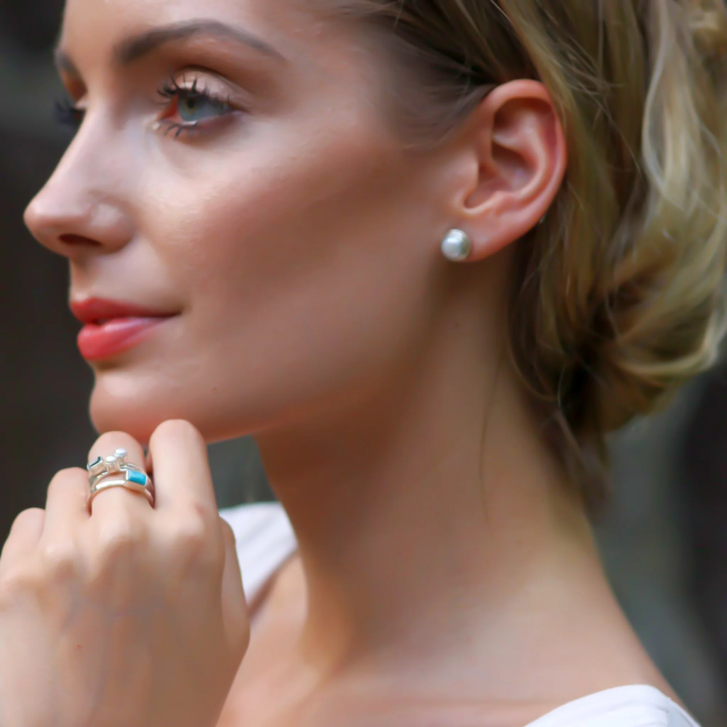Pearl Post Earrings - Sterling Silver