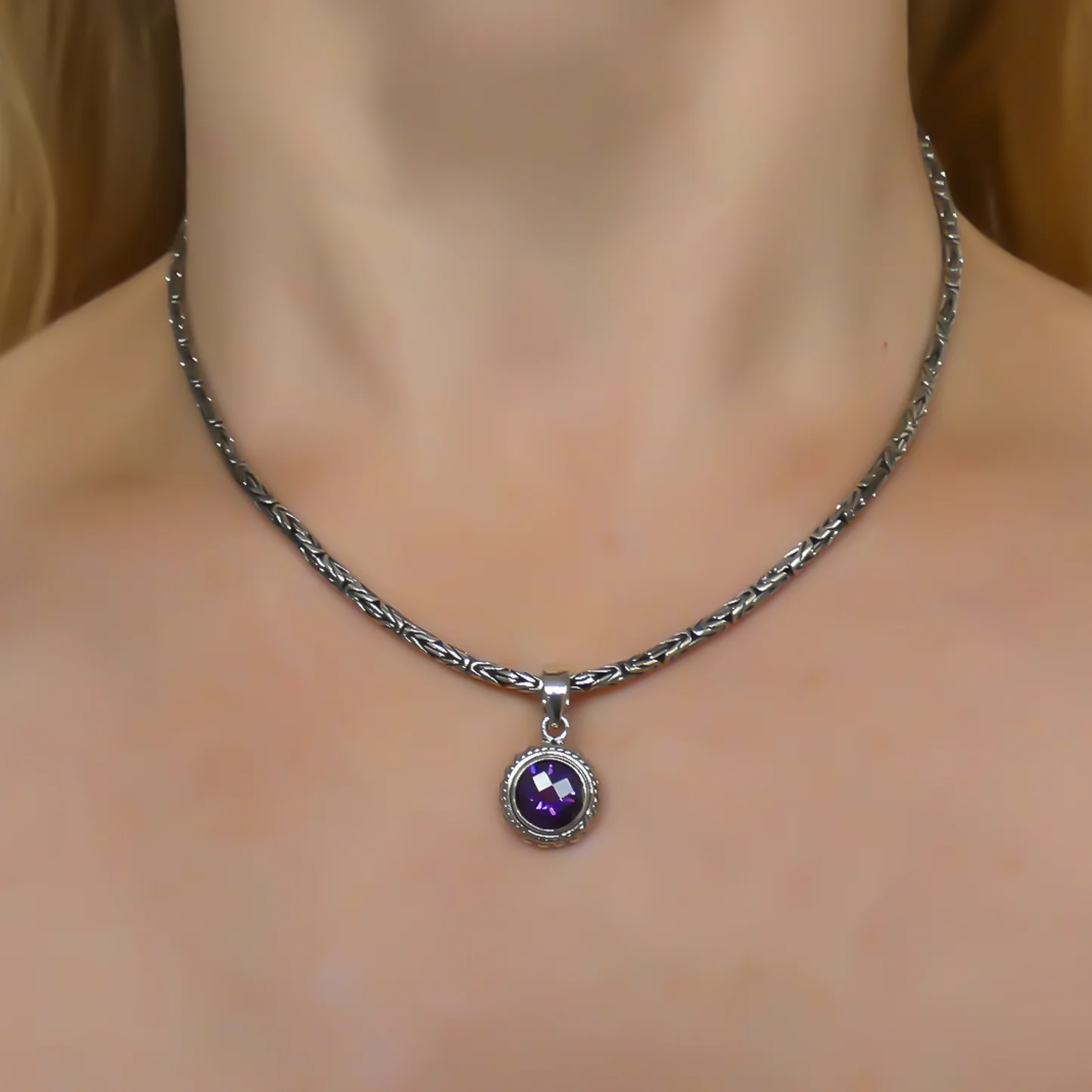 Amethyst Granulation Pendant - Sterling Silver