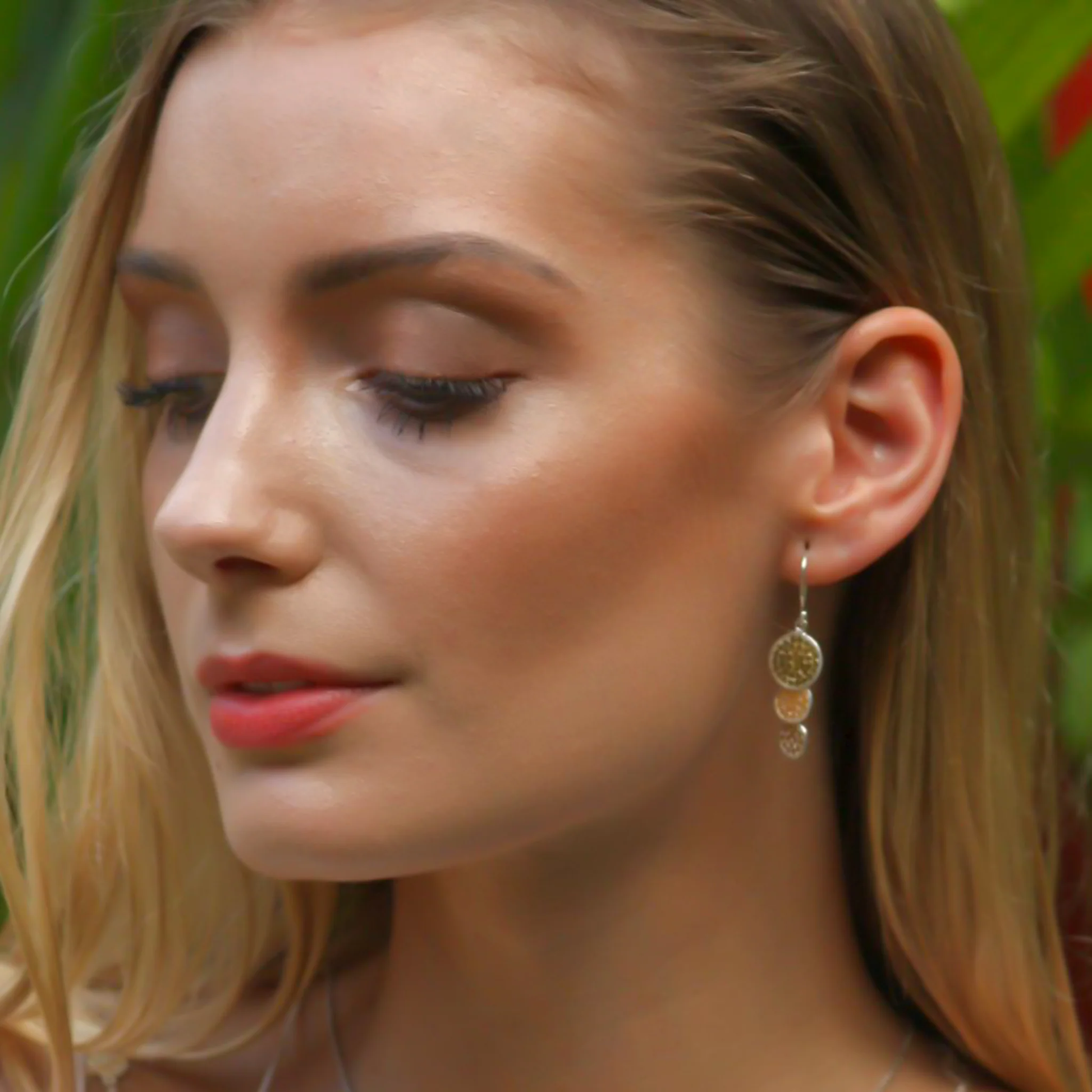 Triple Disc Drop Earrings - Sterling Silver and 18K Gold Vermeil