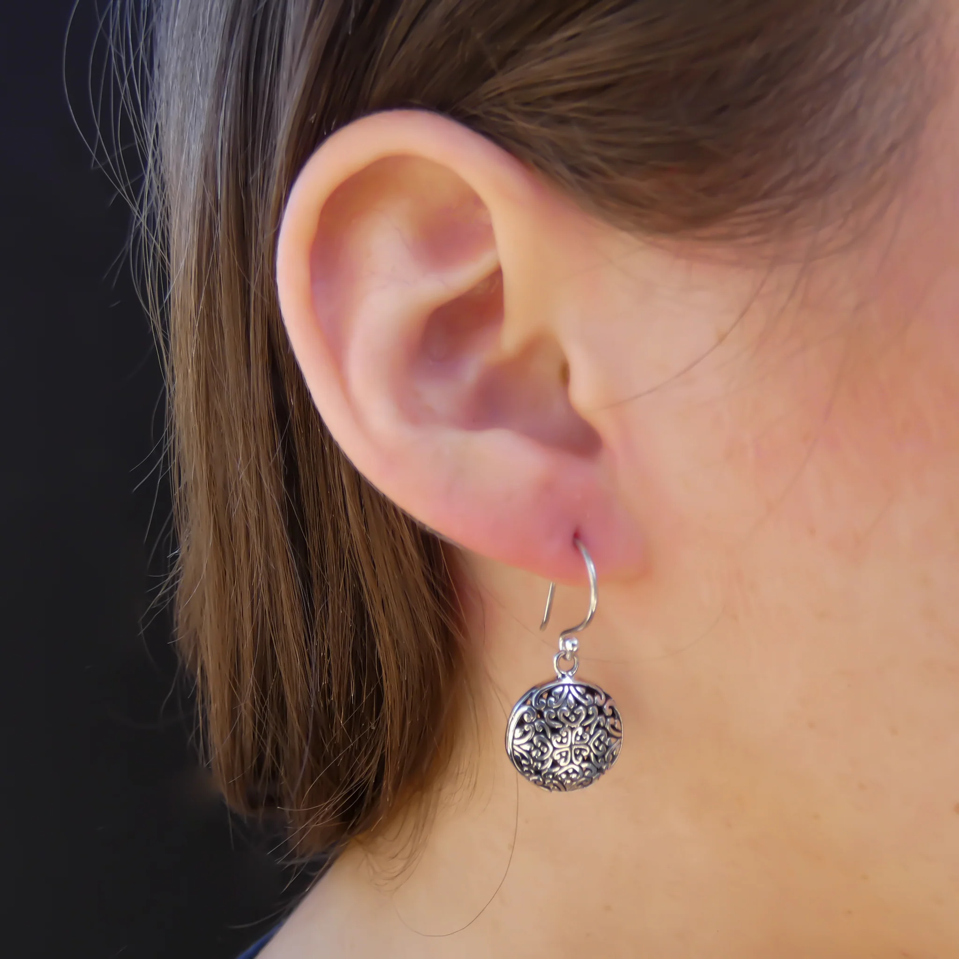 Round Filigree Earrings - Sterling Silver