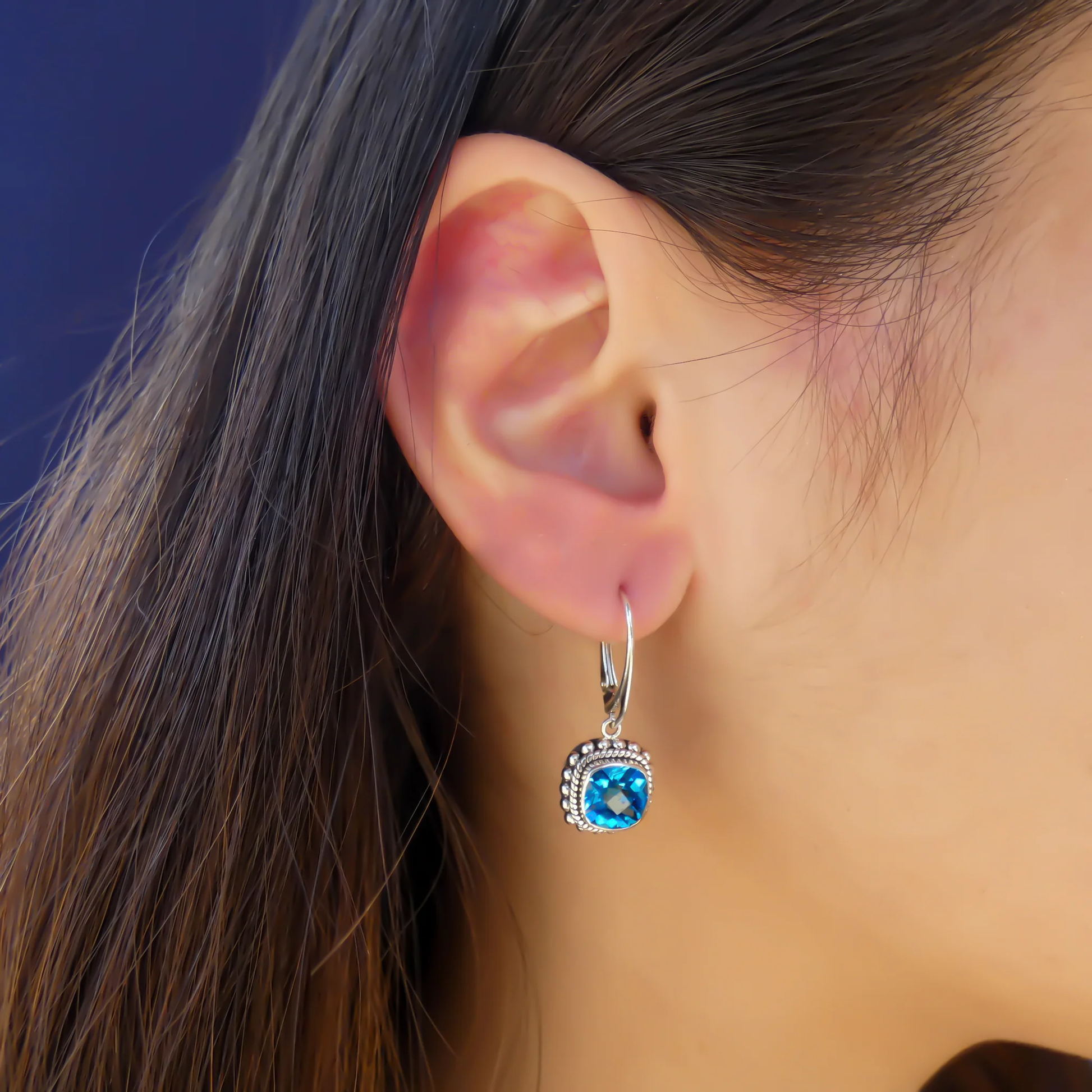 Swiss Blue Topaz Earrings - Sterling Silver