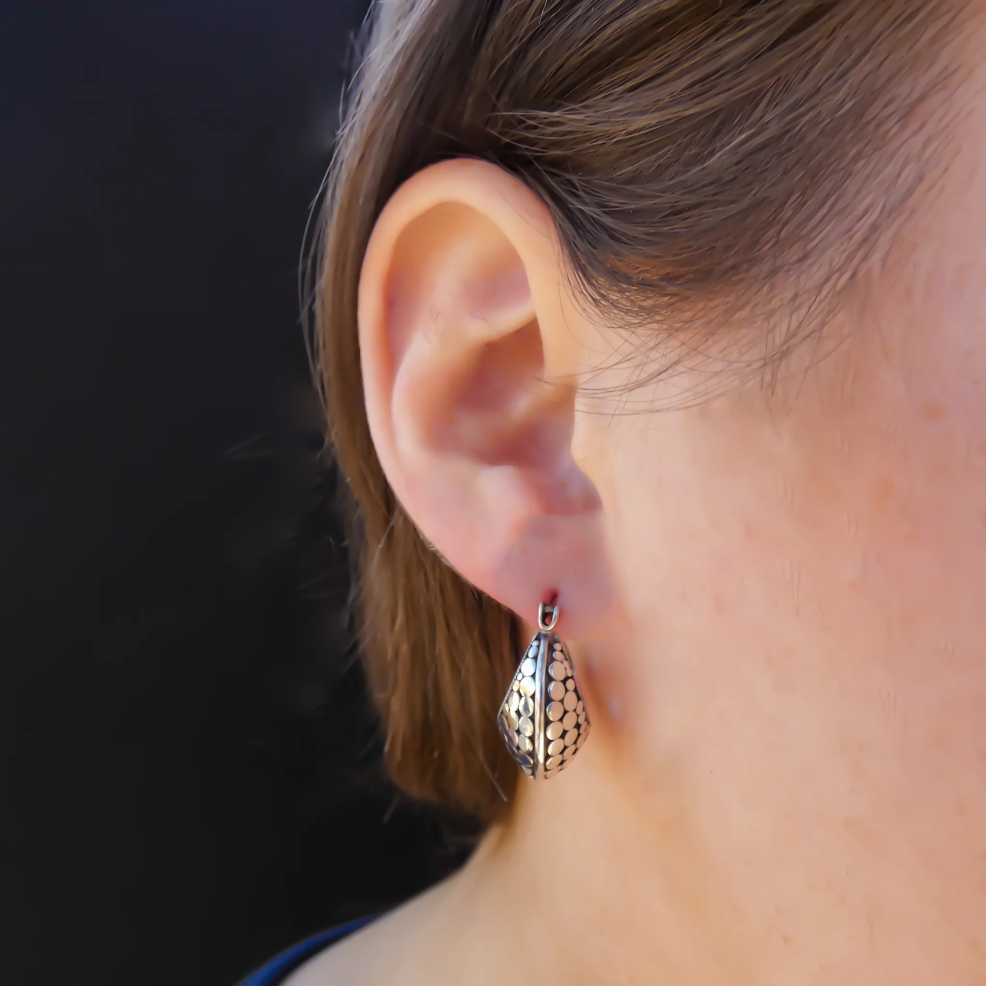 Scoop Style Dotted Earrings - Sterling Silver