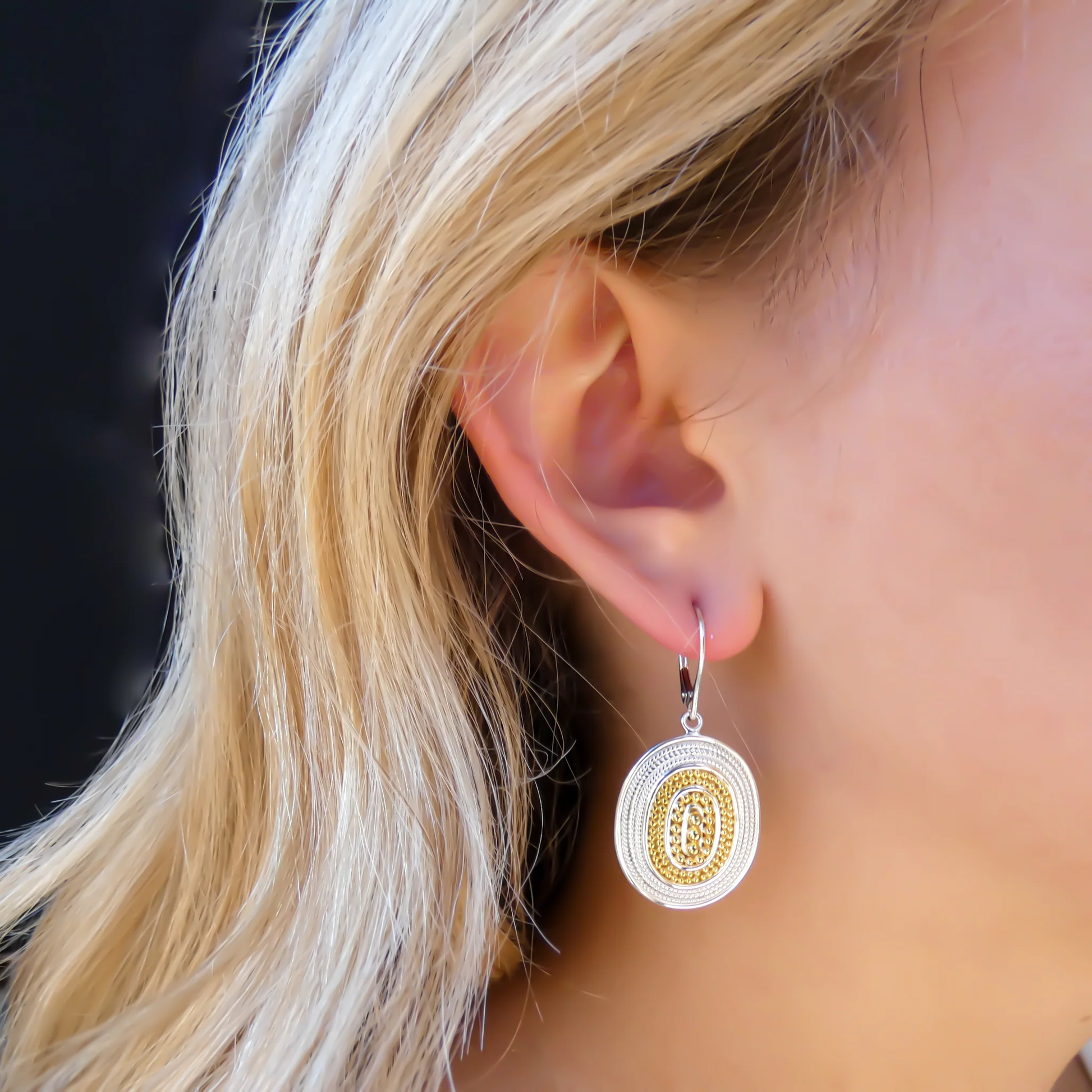 Two-Tone Rope Trim Earrings - Sterling Silver and 18K Gold Vermeil