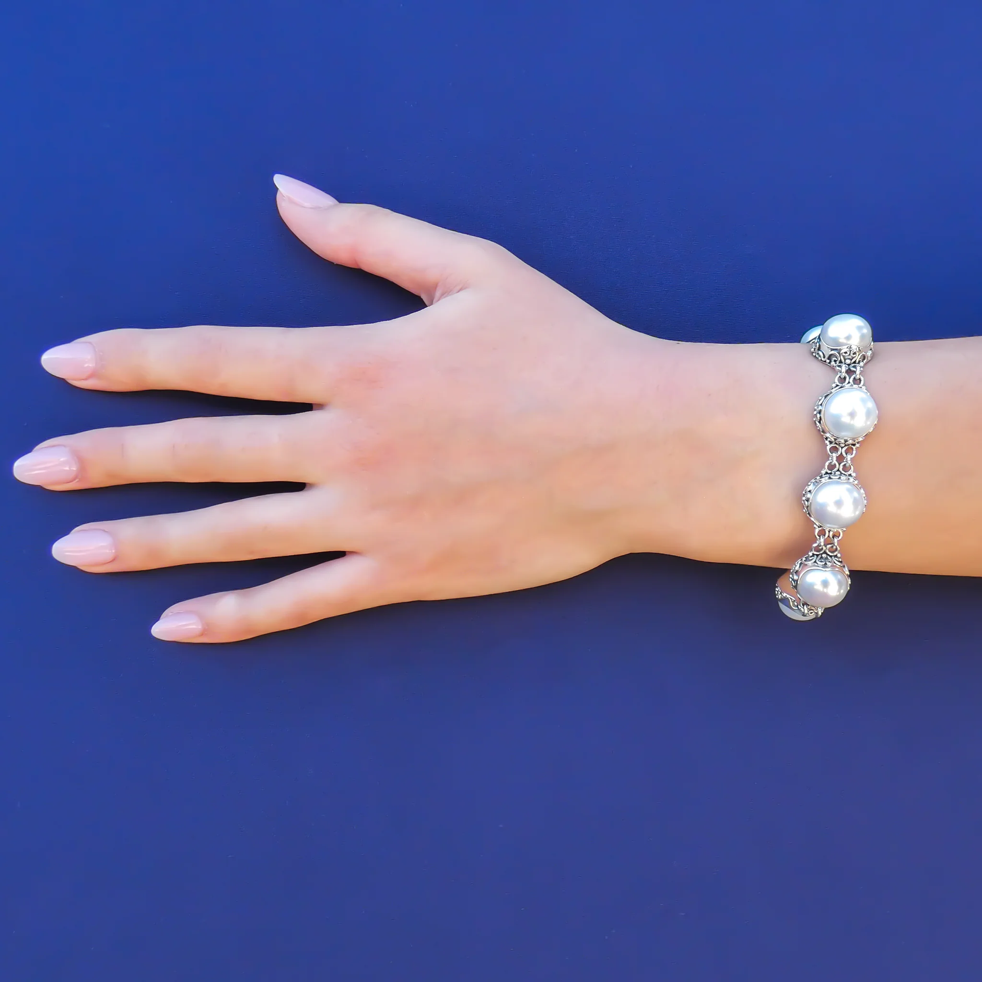Pearl and Filigree Adornment Bracelet - Sterling Silver